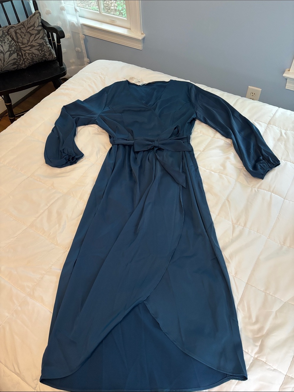 Deep Blue Midi Wrap Dress